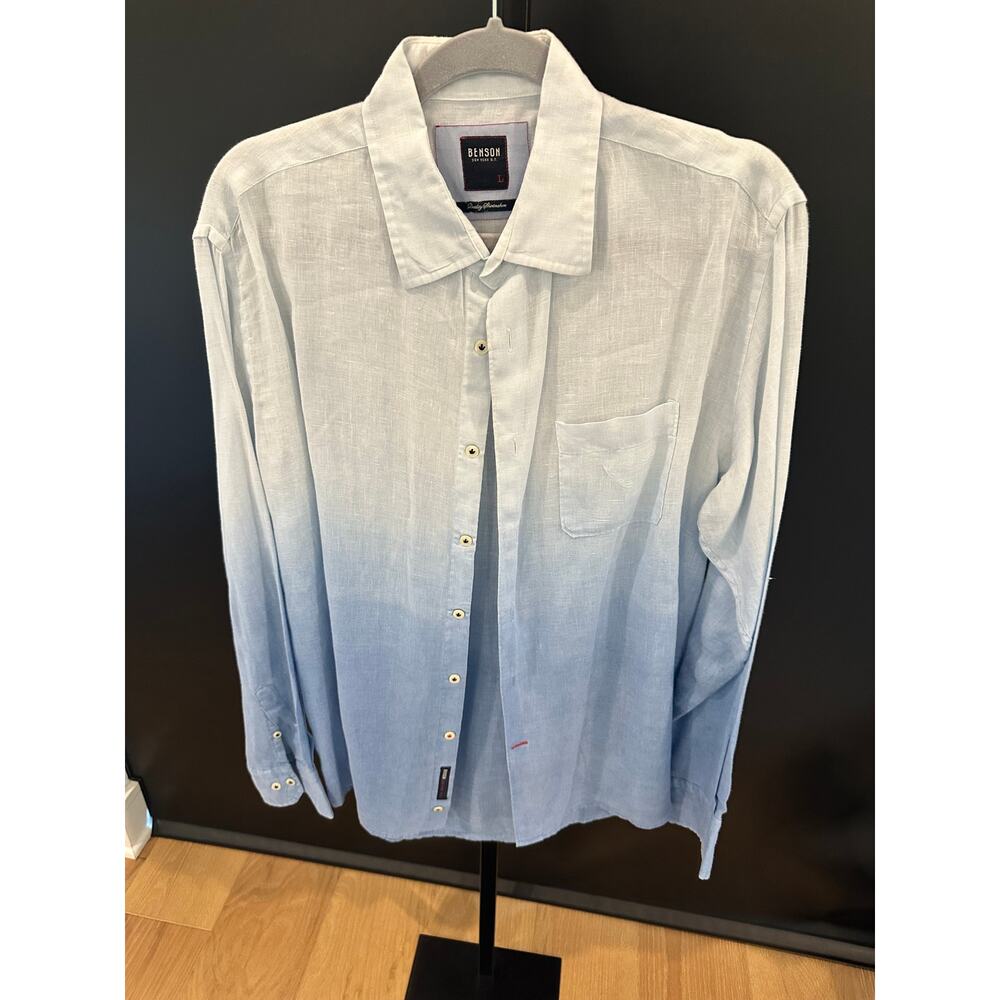 Benson New York Button Down Shirt L Large 100% Linen
